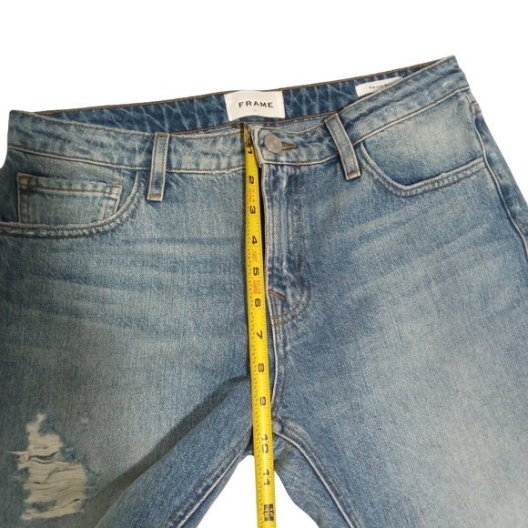 FRAME Women’s The Low Boot Light Wash Ripped Destroyed Jeans Size 27 - Picture 4 of 7